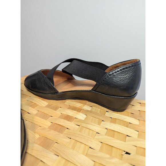 L'Amour Des Pieds Black Leather Mary Jane Shoe Wedge Women 9.5 Comfort Slip On - Picture 3 of 16